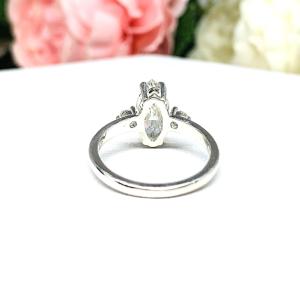Marquise CZ Engagement Ring Near Colorless CZ Round Accents Sterling Silver