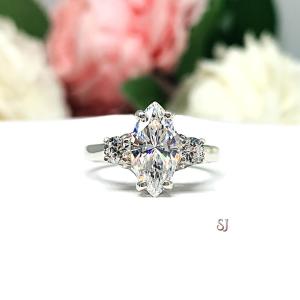 Marquise Round Accents Cubic Zirconia Engagement Ring