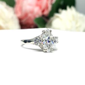 Marquise Round Accents Cubic Zirconia Engagement Ring