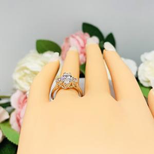 Marquise Round Accents Cubic Zirconia Engagement Ring