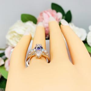 Marquise 14x7mm Cubic Zirconia Round Accents Engagement Ring