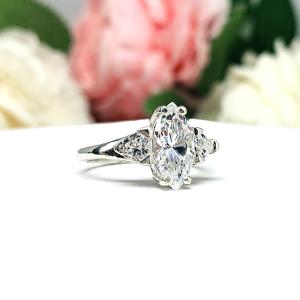 Marquise CZ Trillion Accents Engagement Ring