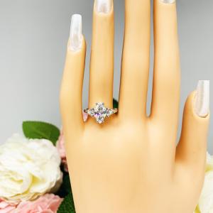 Marquise CZ Trillion Accents Engagement Ring
