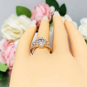 Marquise CZ Trillion Accents Engagement Ring