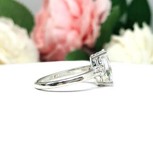 Marquise CZ Engagement Ring 12x6mm 2 Carats Round Accents Sterling Silver Size 7 CLEARANCE