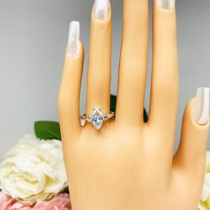 Marquise CZ Engagement Ring 12x6mm 2 Carats Round Accents Sterling Silver Size 7 CLEARANCE