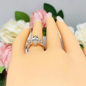 Natural White Topaz Marquise Trillions Accents Engagement Ring Size 7 FINAL SALE