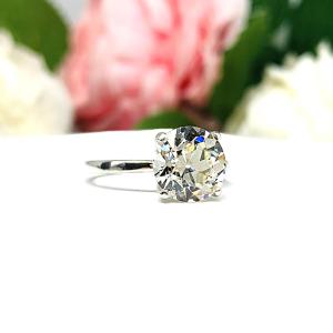 Old European Cut 9mm Near Colorless CZ Engagement Ring