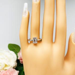 Emerald Cubic Zirconia Engagement Lower Profile Ring