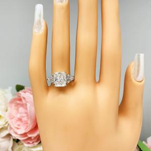 Radiant Cubic Zirconia with Trillion Accents Engagement Ring