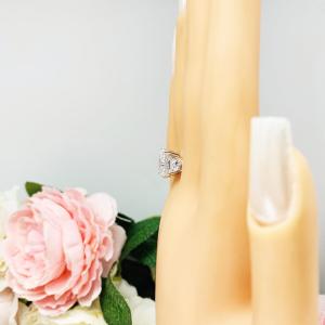 Radiant Cubic Zirconia with Trillion Accents Engagement Ring