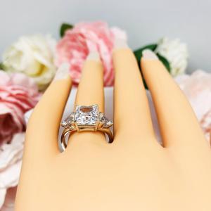 Radiant Cubic Zirconia with Trillion Accents Engagement Ring