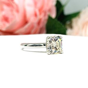 Asscher Near Colorless 2 Carat CZ Engagement Ring