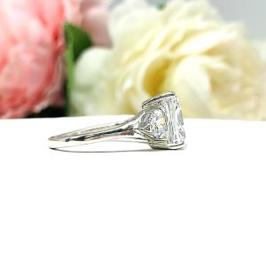 Radiant Cubic Zirconia with Trillion Accents Engagement Ring