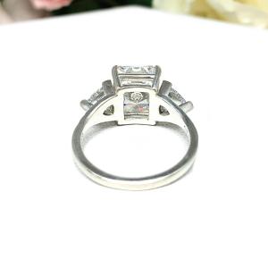 Radiant Cubic Zirconia with Trillion Accents Engagement Ring
