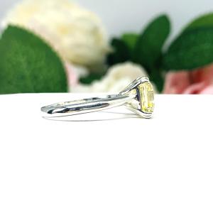 Canary Yellow Asscher 9mm Cubic Zirconia Engagement Ring