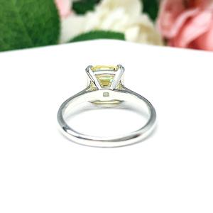 Canary Yellow Asscher 9mm Cubic Zirconia Engagement Ring
