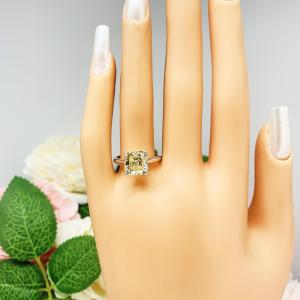 Canary Yellow Asscher 9mm Cubic Zirconia Engagement Ring