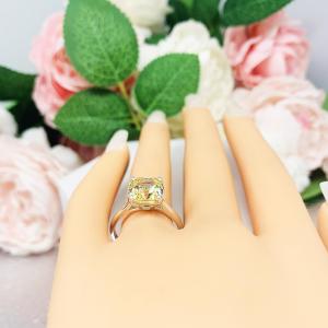 Canary Yellow Asscher 9mm Cubic Zirconia Engagement Ring