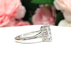 Emerald Cubic Zirconia 10x8mm Engagement Lower Profile Ring