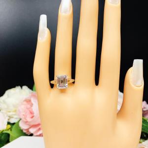Emerald Cubic Zirconia 10x8mm Engagement Lower Profile Ring