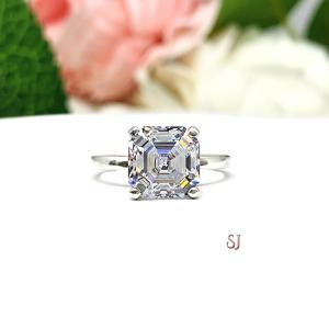 Asscher Cubic Zirconia Engagement Ring