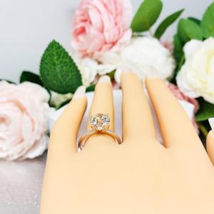 Old European Cut 9mm Near Colorless CZ Engagement Ring