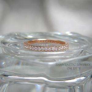 Round Cubic Zirconia Eternity Wedding Gold Band or Stacking Ring FINAL SALE