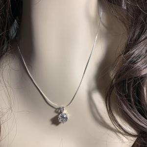 Round CZ 6 Prong Pendant Neckace Near Colorless Cubic Zirconia Sterling Silver