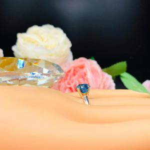 Old Mine Cut 8mm London Blue Cubic Zirconia Ring