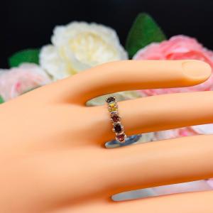 Autumn Colors 3mm Round Natural Gemstone Five Stone Ring