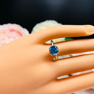 Old Mine Cut 8mm London Blue Cubic Zirconia Ring