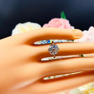 Round Near Colorless CZ 6 Prong Engagement Ring