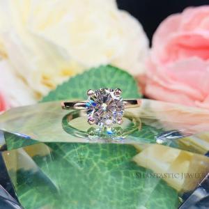 Round Moissanite Engagement Gold Ring Authentic FREE UPS 3RD DAY