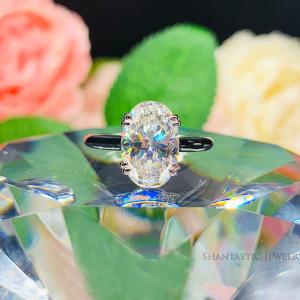 Elongated Oval Near Colorless CZ Engagement Ring 12x8mm 3.5 Carats Split Prong