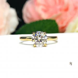 Round Moissanite Engagement Gold Ring Authentic FREE UPS 3RD DAY