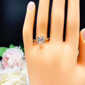 Asscher 8mm CZ Split Prong Engagement Ring