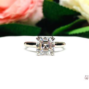 Asscher 8mm CZ Split Prong Engagement Ring
