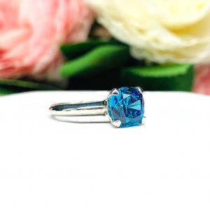 Old Mine Cut 8mm London Blue Cubic Zirconia Ring