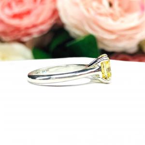 Canary Yellow Asscher 9mm Cubic Zirconia Engagement Ring