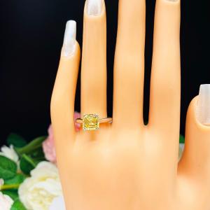 Canary Yellow Asscher 9mm Cubic Zirconia Engagement Ring