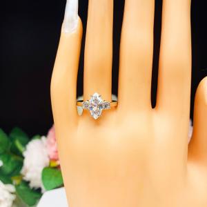 Marquise Round Accents Cubic Zirconia Engagement Ring