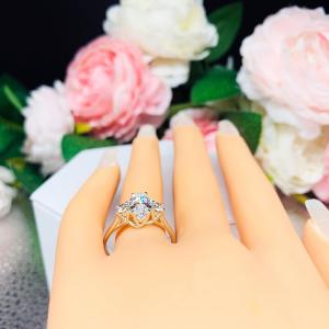 Marquise Round Accents Cubic Zirconia Engagement Ring