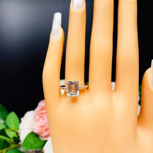 Natural White Topaz Emerald Cut Ring
