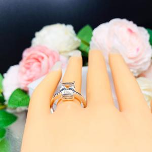 Natural White Topaz Emerald Cut Ring