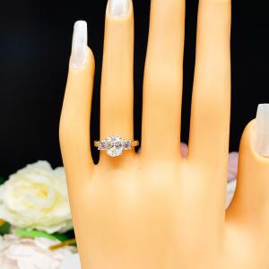 Oval 8x6mm Cubic Zirconia Round Accents Engagement Ring