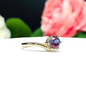 Round Lab Created Alexandrite 6 Prong Ring