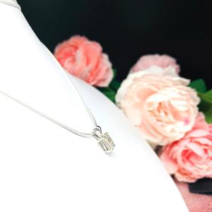 Elongated Asscher CZ Pendant Sterling Silver Necklace Near Colorless Cubic Zirconia