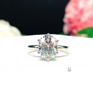 Oval Moissanite 6 Prong Gold Engagement Ring Authentic FREE UPS 3RD DAY