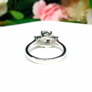 Oval 8x6mm Cubic Zirconia Round Accents Engagement Ring